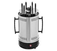 Barbacoa eléctrica con motor, pincho vertical con 6 brochetas de 1000 W, parrilla de kebab, de acero inoxidable, para hacer kebabs, bandeja de recogida de grasa (SW-6: 6 pinchos)