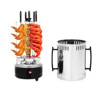 Barbacoa eléctrica giratoria de 5 pinchos 1000 W | Barbacoa profesional con acero inoxidable 304 y tecnología sin humo | Rotación automática para kebab, giroscopios, pollos | Apto para lavavajillas |