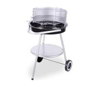 Barbacoa hibachi media redonda de 18 pulgadas: Parrilla cromada, altura ajustable y cuenco de fuego esmaltado,