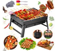 Barbacoa Plegable de Carbón Vegetal - Pequeña, Portátil, Mini para Exterior, Pícnic, Camping, Jardín, Terraza, Viajes - 45 cm x 30 cm x 23 cm