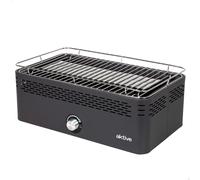 Aktive - Barbacoa Portátil a carbón recargable a pilas sin Humo Negra rectangular, Protección antigoteo, Medidas 45x28x19cm, Incluye bolsa de transporte, parrilla terraza, balcón (63004)