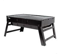 AKTIVE 63032, Barbacoa Portátil a carbón de acero Negra y rectangular, plegable, Medidas 43 x 29 x 22 cm, Con asa, fácil de transportar, parrilla camping, terraza, balcón