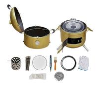 Barbacoa Portatil Barril Asador De Carne Asado Integral De 360° Fabricado en Acero Inoxidable Termómetro Y Salida De Aire 32 Cm De Diámetro Ahumar Y Cocinar Carnes