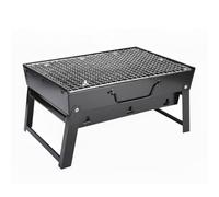 Barbacoa Portátil de Carbón, Parrilla de Acero Rectangular, 35x20x27cm, con Rejilla para Exterior
