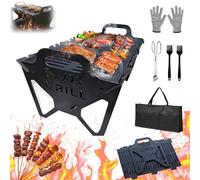 Barbacoa portátil de la parrilla de tragamonedas, parrillas de barbacoa plegables para un acero fácil de almacenamiento, rejilla de mesa de barbacoa plegable (High 10cm)
