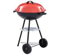 Barbacoa portátil XXL de carbón vegetal con ruedas de 44 cm, parrilla grande, tapa esmaltada, rejilla de ventilación para una temperatura óptima, barbacoa de camping para exteriores