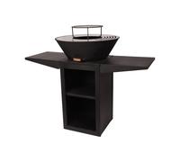 Barbacoa Purline EFP57 acero corten o negro, placa circular 60 cm, carbón/leña/pellets