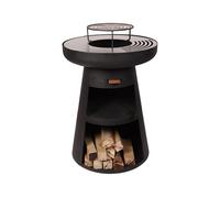 PUR LINE | Barbacoa de acero con parrilla de acero inoxidable y función brasero - Barbacoa Diámetro 60 cm, incluye funda impermeable, cajón cenicero y espacio para leña