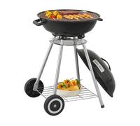 Barbacoa redonda de carbón apricena con tapa 80x49x47cm - negro [casa.pro]