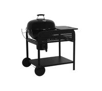 Barbacoa redonda de carbón de acero esmaltado con carrito, ø53cm negro - 106.5x71x111.5 cm
