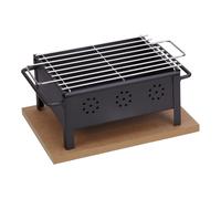 Barbacoa sobremesa con parrilla inoxidable 25x20 cm. negro