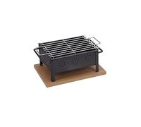 Barbacoa sobremesa con parrilla inoxidable 25x20 cm. Negro