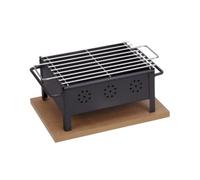 Barbacoa sobremesa de acero inoxidable 25x20cm, ideal para asar y cocinar a la parrilla en exteriores y eventos.