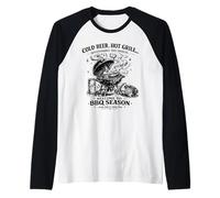 Barbacoa Temporada Cerveza Fría As Camiseta Manga Raglan