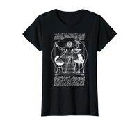 Barbacoa Vitruvio Hombre Barbacoa Parrilla Cocinero Leonardo Da Vinci Chef Camiseta gráfica económica, Mujer, Negro, XS