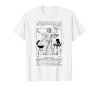 Barbacoa Vitruvio Hombre Barbacoa Parrilla Cocinero Leonardo Da Vinci Chef Camiseta gráfica económica, Hombre, Blanco, M
