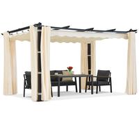Barbados 3x3 m patio pérgola con cortinas Garden Point beige antracita