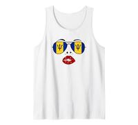 Barbados Flag Summer Girl Lips Kiss National Sunglasses Day Camiseta sin Mangas