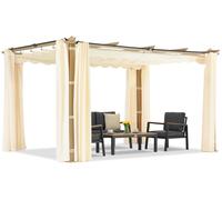 Barbados pérgola de terraza 3x4 m con cortinas de madera-beige Garden Point