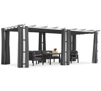 Barbados pérgola de terraza 3x6 m con cortinas Garden Point blanco y antracita