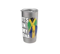 Barbados y Jamaiquinos Mix Bandera de ADN Regalo Patrimonio Vaso térmico de acero inoxidable de doble pared