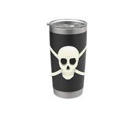 Barbanegra Piratas Bucanero Halloween Calavera y Crossbones Vaso térmico de acero inoxidable de doble pared