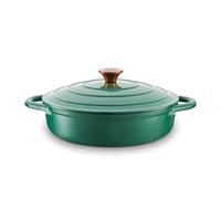 Barbary & Oak BO800253GRN - Cacerola de hierro fundido poco profunda con interior esmaltado duradero, 28 cm, color verde