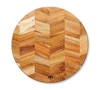 Barbary & Oak BO847023 Chevron - Tabla de cortar redonda, apta para preparar y servir alimentos, madera de acacia