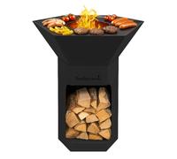 Barbecook Barbacoa de leña Nestor Original brasero de exterior con plancha, negro, 92x92x101cm