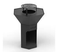 Barbecook Barbacoa de leña Nestor Original brasero de exterior con plancha y parrilla elevada, negro, 92x92x120cm