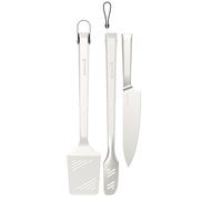 Barbecook Kit Utensilios Barbacoa Premium espátula, Cuchillo de Chef y Pinzas en Acero Inoxidable 45.7cm