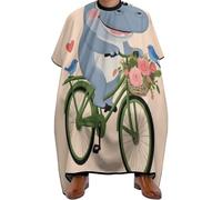 Barber Cape Hipopótamo en bicicleta, lindo y divertido arte de hipopótamo, Impermeable Delantal de Barbero Profesional Bata para Barberías para Casa Corte de Pelo 140X168cm