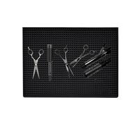 Barber Mat Station, Silicone Salon Pad, 17,52 x 11,81 13,39 x 9,25 11,81 x 5,91 pulgadas sin deslizador, Hair Tool Mat, for Barbershop, Counter Styling Station, Black