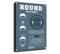 Barber Poster Mens Round Face Hairstyle Guide Wall Art Decor(Unframed,16x24inch(40x60cm))