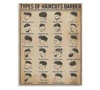 Barber Poster Types of Haircuts Best Haircut for Your Face Canvas Wall Art Barbershop Wall Decor(Framed,16x24inch(40x60cm))