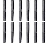 Barber Salon Cleopatra 410 - Peine de pelo (parte trasera plana, 12 unidades, 17,8 cm), color negro