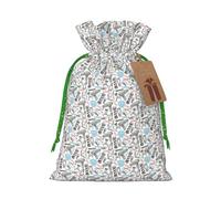 Barber Shop - Bolsa de Navidad con estampado de estilo monocromático, bolsas con cordón, decoración de temporada de Navidad, regalos de regalo