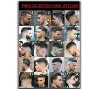 Barber Shop Decor Poster, Fade Collection Hair Style Chart, Wall Art for Barbershop, Salon, and Beauty Classroom(Unframed,12x18inch(30x45cm))