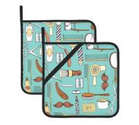 Barber Shop - Juego de 2 alfombrillas resistentes al calor, aptas para microondas, horno y barbacoa al aire libre