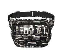 Barber Shop - Riñonera cuadrada con estampado de estilo monocromático, para entrenamiento, senderismo, correr, viajes, gimnasio, bonita cremallera