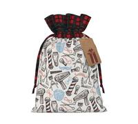 Barber Supplies - Bolsa de Navidad a cuadros a juego con cordón, 4.7 x 6.9 pulgadas para Navidad, Halloween