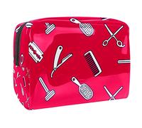 Barber Tools - Bolsa de cosméticos con diseño rojo para mujer, bolsas de aseo de viaje, bolsa grande de PVC para maquillaje, práctica bolsa organizadora con cremallera, multicolor,