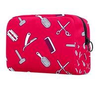 Barber Tools - Neceser de viaje con diseño rojo para mujer, bolsa organizadora de maquillaje grande con cremallera, multicolor, 18.5x7.5x13cm/7.3x3x5.1in, Neceser