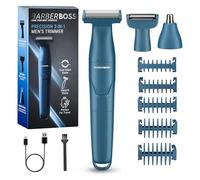 BarberBoss 3 en 1 Afeitadora para hombre, Kit cuidado personal para barba, cabello, nariz, orejas y cuerpo, Recortadora de precisión para hombre, Afeitadora multifuncional para hombre, QR-2303 (Azul)