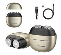 BarberBoss Afeitadora compacta para hombre, afeitadora eléctrica con sensor, maquinilla de afeitar giratoria inteligente con cabezal flotante de doble anillo, motor de 9000 rpm, QR-2712