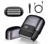BarberBoss - Afeitadora compacta para hombre, cuchillas flotantes de acero inoxidable, cabezal de hoja magnético, pantalla LED inteligente (Negro Metalizado)