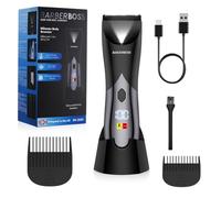 BarberBoss Afeitadora corporal, recortadora de barba y afeitadora eléctrica en seco/húmedo para hombre BarberBoss, ideal para pecho, ingles y zonas íntimas, Diseño resistente agua con doble velocidad