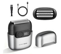 BarberBoss Afeitadora láminas para hombres, Afeitadora eléctrica compacta, Cuchillas flotantes de lámina acero inoxidable, Maquinilla afeitar eléctrica compacta para hombres, QR-2752 (Gris metálico)