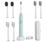 BarberBoss Cepillo de dientes eléctrico, cepillo de dientes sónico para adultos, oscilación ajustable, tecnología de ondas de 40°/50°/60°, 5 modos de cepillado, 6 cabezales, batería de 45 días