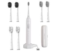 BarberBoss Cepillo de dientes eléctrico inteligente para adultos, 6 cabezales de repuesto, 5 modos de limpieza, sensor de presión, temporizador de intervalo cuádruple y carga USB, cepillo de dientes